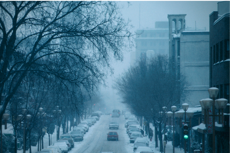 Photo of winter city street