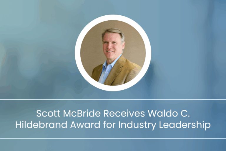 Scott McBride honored with the Waldo C. Hildebrand Award in recognition of his leadership in the insurance industry.